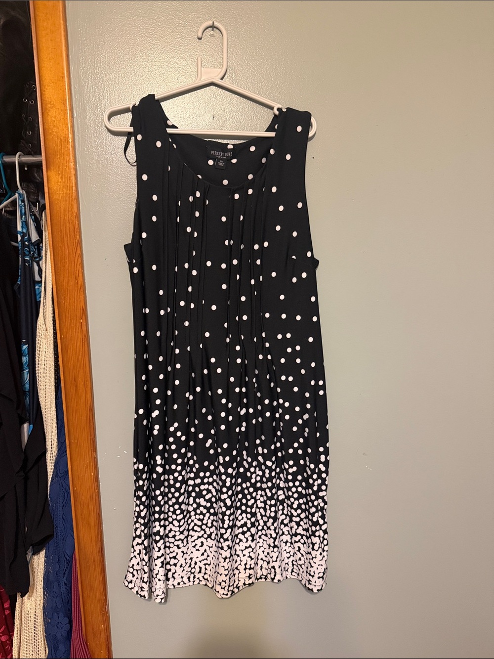 Petite Sophisticate Black & White Polka Dot Tie-Shoulder Dress